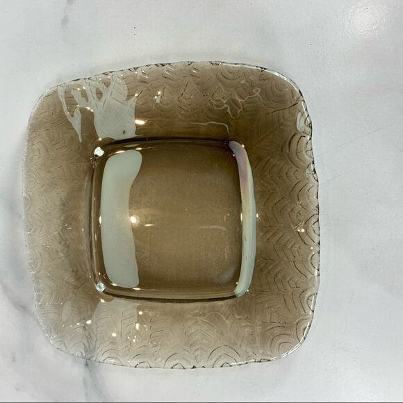 Leaf Textured Plate  Iridescent 8" Square - Picture 1 of 4